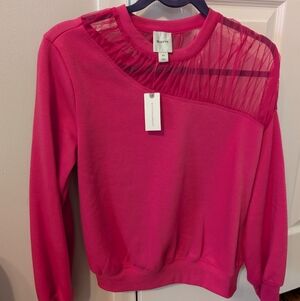 Maeve Women's Pink Sheer Panel Top